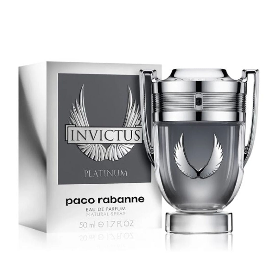 Paco Rabanne Invictus Platinum Eau de Parfum, a bold and sophisticated fragrance for men in a 100 ml bottle.