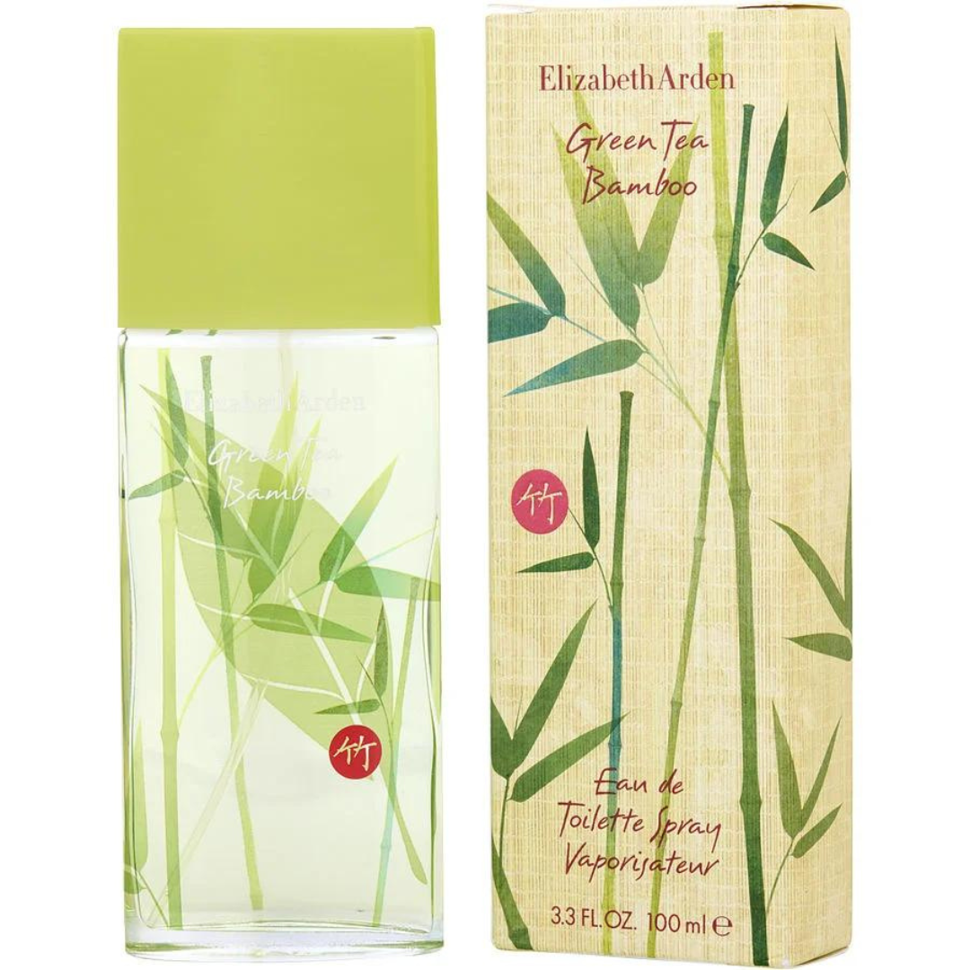 A sleek, feminine-designed perfume bottle of Elizabeth Arden Green Tea Bamboo, 100ml.