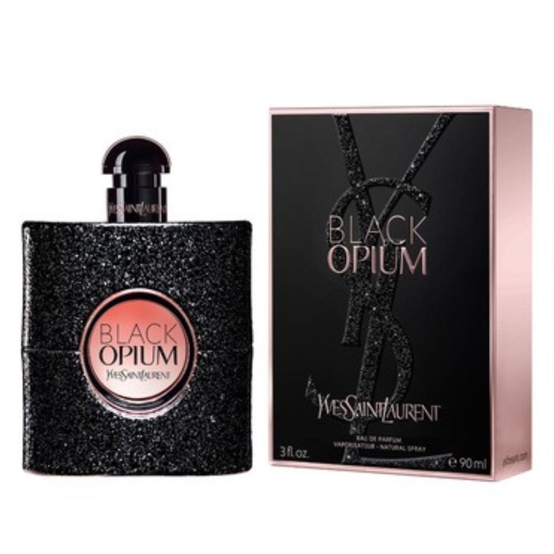 A 90ml bottle of Yves Saint Laurent Black Opium perfume.