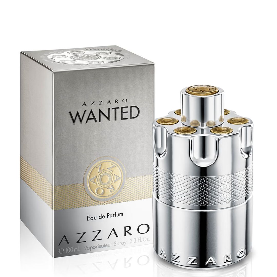 A sleek black bottle of Azzaro Wanted Eau de Parfum for men, 100ml